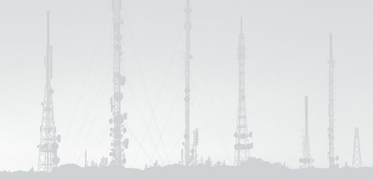 Communication towers in black and white image