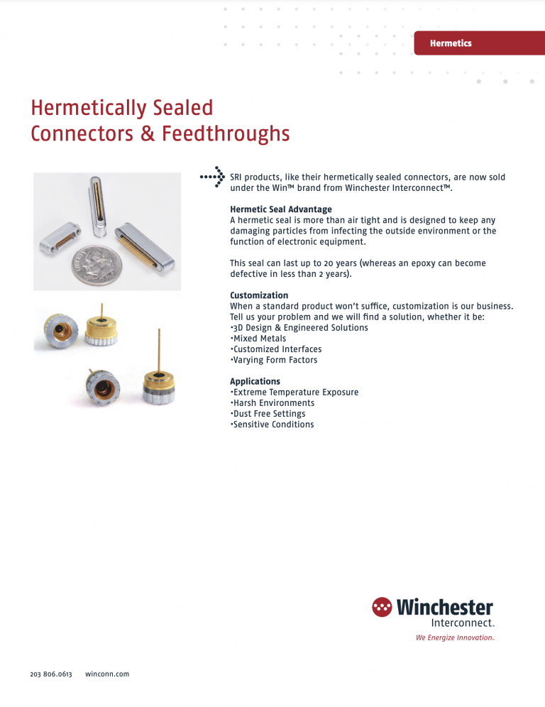 Hermetic RF Feedthroughs and connectors by Winchester Interconnect